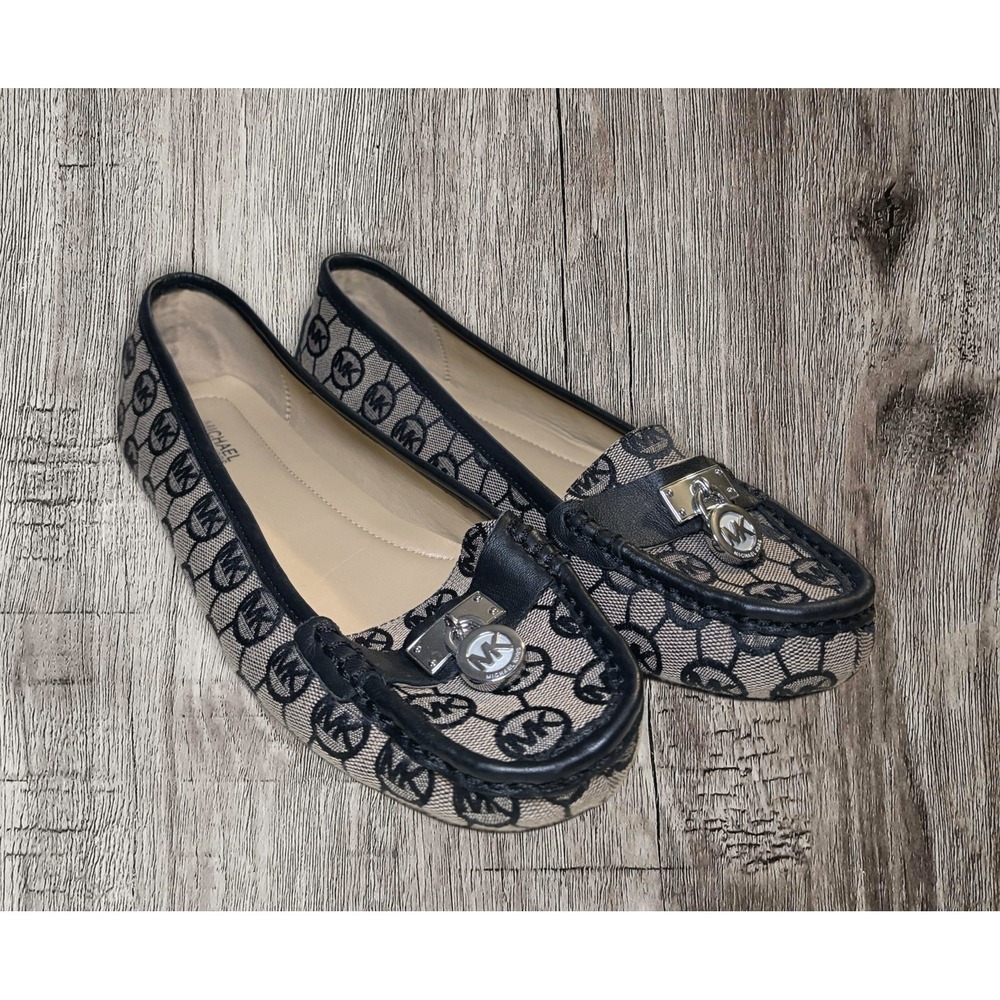 Michael Kors Loafer Shoes Womens Size 9 M Two Tone Brown MK Logo Slip On